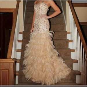 Feather ball gown formal dress
